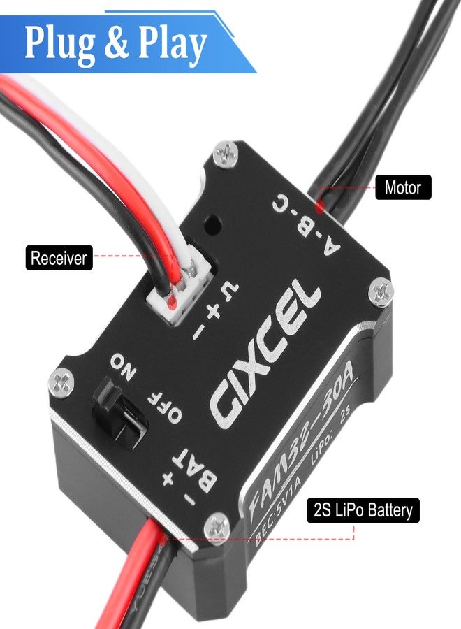 ترقيات GIXCEL 30A Brushless ESC 1/18 TRX4M FCX18 1/24 SCX24 FCX24 Micro RC Crawler (PH2.0 Plug) - Image 4